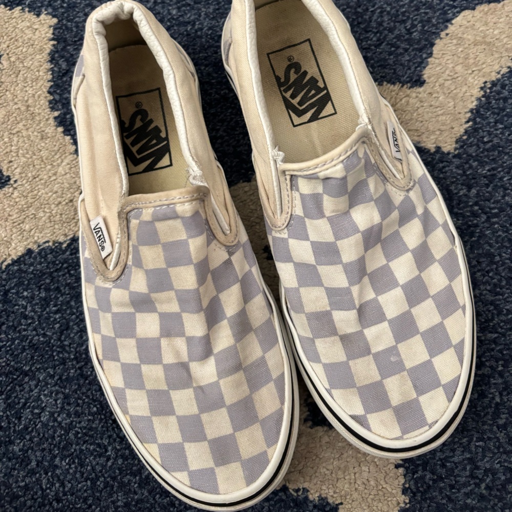 Vans Classic White and Purple Slip-On Shoes